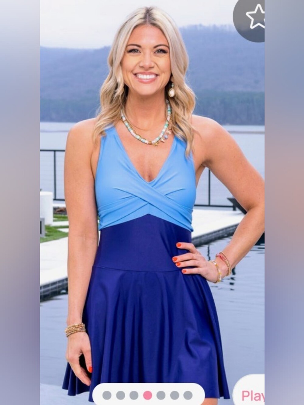 New Boutique Brand Criss Cross Strap Back Flared Swim Dress With Attached Brief